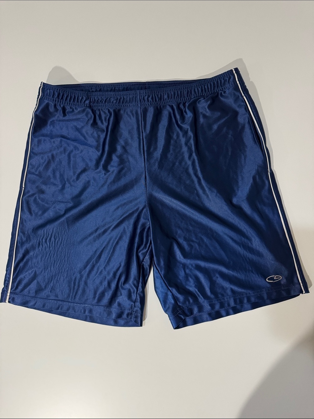 Champion Navy Blue Athletic Men's Training Shorts with White Piping